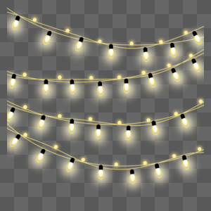 圣诞节黄色灯带透明灯泡灯串高清图片