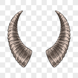 邪恶的棕色粗壮恶魔魔鬼角图片素材