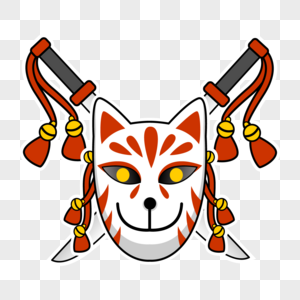 电子竞技游戏狐狸徽标日式狐狸面具图片