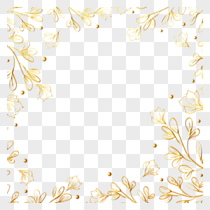 金色小花植物花卉线稿边框图片