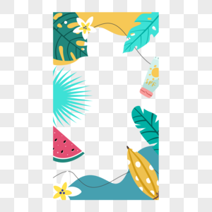 夏季热带树叶故事边框遮阳伞图片