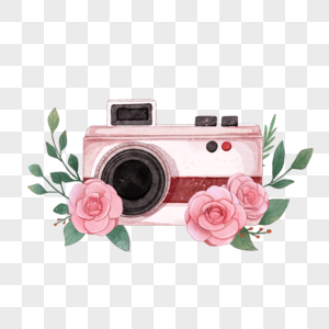 创意水彩花卉相机图片