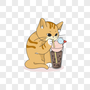 猫咪奶茶可爱卡通图片
