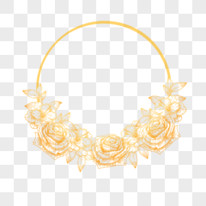 圆形金线花卉婚礼边框金色图片