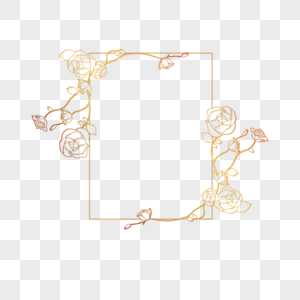 金线花卉婚礼长方形玫瑰边框图片