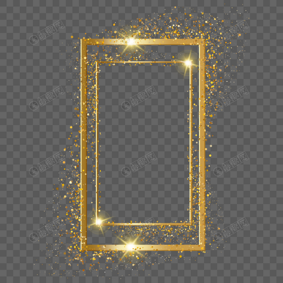 金色光效星光线框边框图片