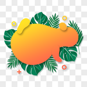 夏季热带树叶抽象流体边框橙色装饰图片