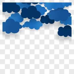 蓝色卡通剪纸云朵天空图片