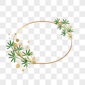 金箔植物叶子装饰椭圆形边框图片