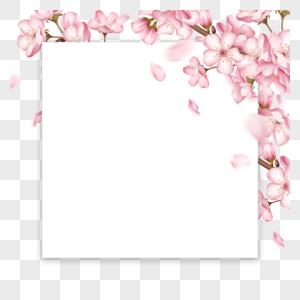 创意粉色春天樱花花瓣边框图片
