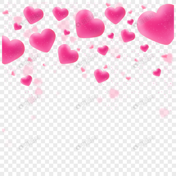 质感粉色爱心情人节渐变光效爱心边框图片