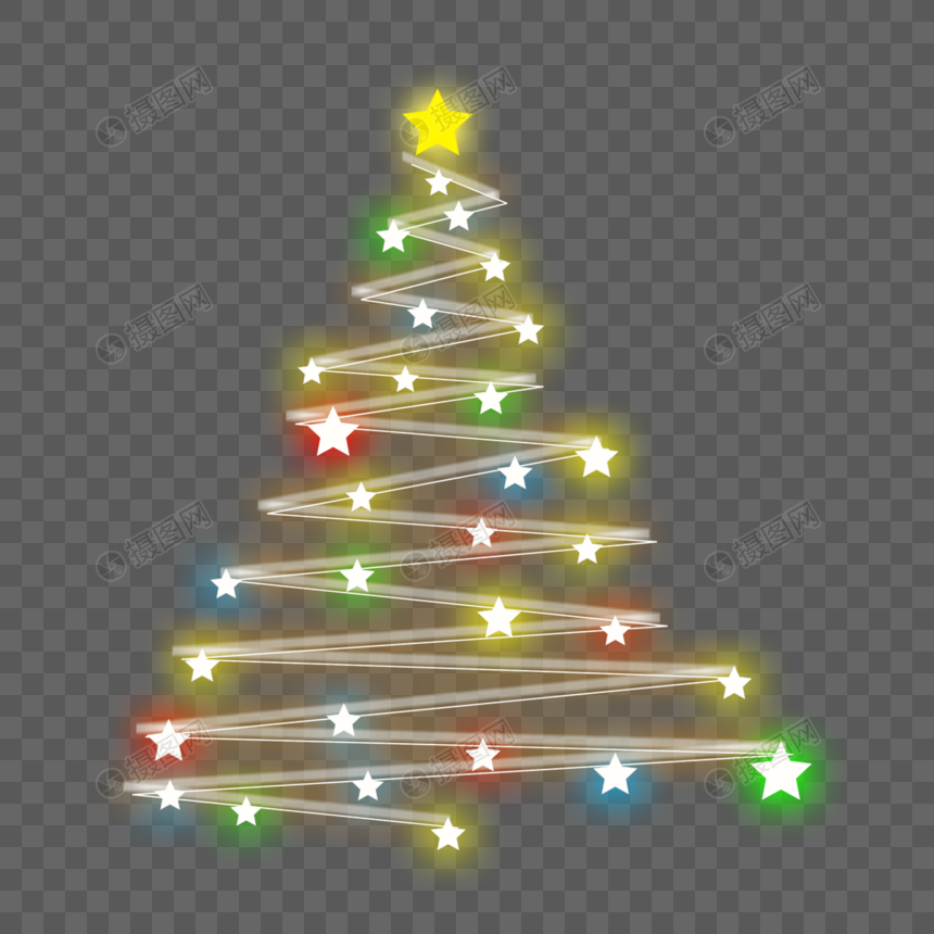 圣诞灯效彩色星星装饰图片
