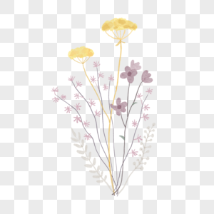 野花婚礼花束水彩风格黄色小花图片