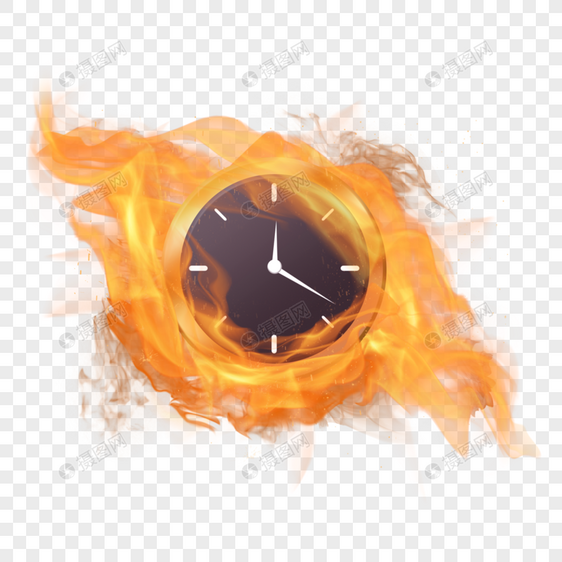 火焰抽象燃烧的钟表图片