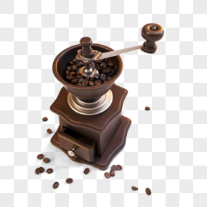 咖啡豆和咖啡机图片