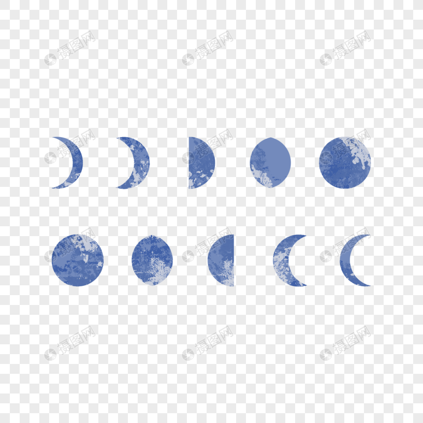 蓝色抽象形状月相图片