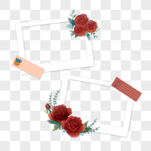 创意红色玫瑰手账花卉相框图片