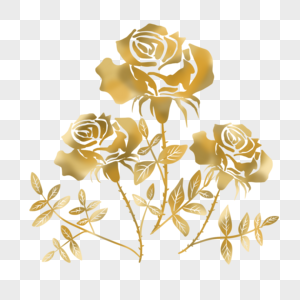 抽象金边花卉金玫瑰植物高清图片