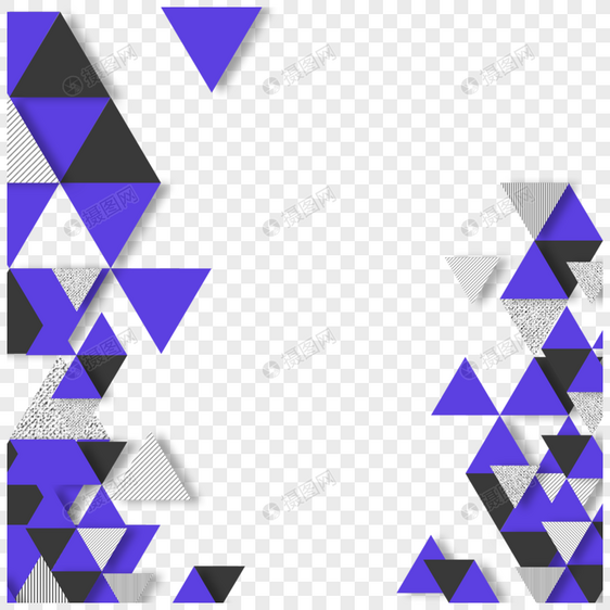 紫色黑色三角形商务抽象几何边框图片