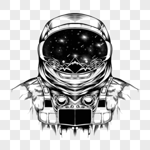 太空宇航员黑白图片