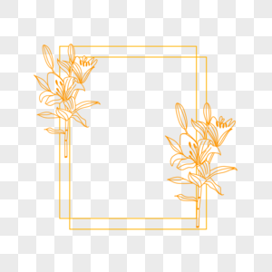 金线花卉婚礼百合边框图片