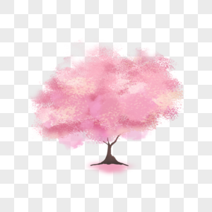 梦幻水彩粉色樱花树图片
