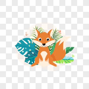 夏季植物可爱狐狸动物图片