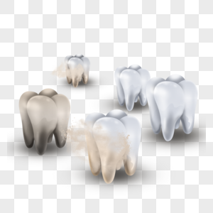 五颗牙菌斑光效牙齿健康图片