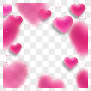 粉色透明颗粒感情人节渐变光效爱心边框图片