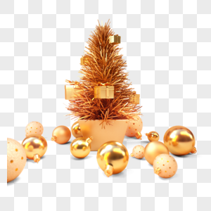 圣诞树金色3d立体礼盒图片