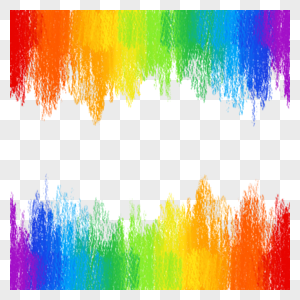 手绘涂鸦线条蜡笔彩虹边框图片