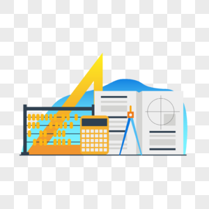 卡通数学学习教育插图珠算计算器书本尺子图片