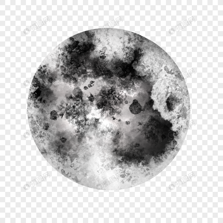 抽象风格黑白水彩月亮插图图片
