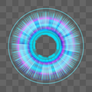 放射灯光蓝色科技圆环抽象未来光环图片