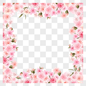 水彩桃花花卉边框图片
