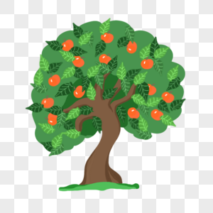 红色苹果卡通水果树图片