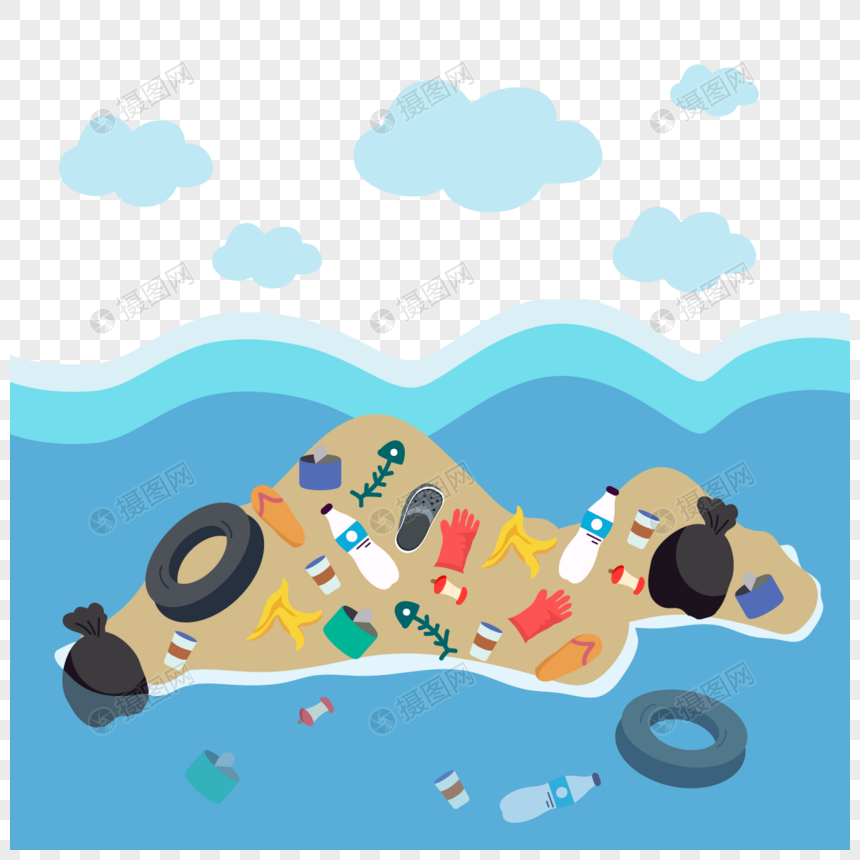 海岛上的垃圾垃圾分类和环境保护图片