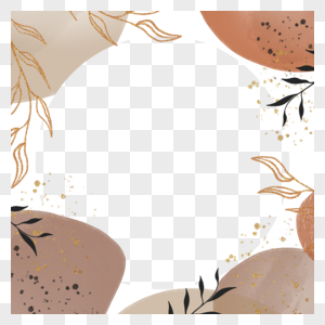 金色树叶轮廓孟菲斯抽象边框图片