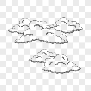 黑白素描大团白云天气雕刻风格图片