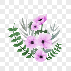 紫色水彩婚礼花卉银莲花图片