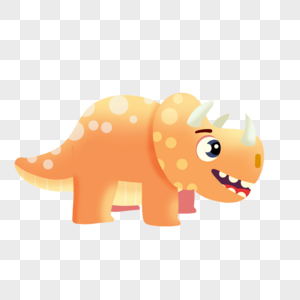 水彩三角龙恐龙橙色可爱怪物图片