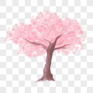 粉色桃花水彩树木图片