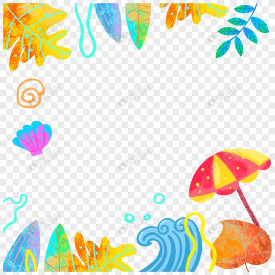 水彩植物叶子热带夏季边框图片