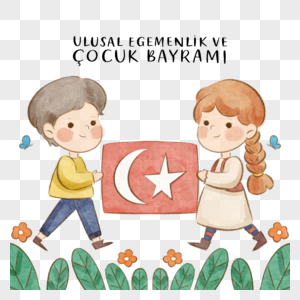23尼斯水彩土耳其主权和儿童节图片