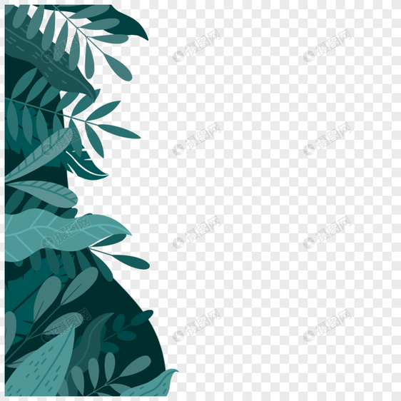 绿色热带棕榈树植物叶子边框图片