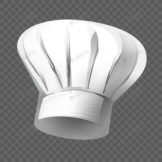 白色立体褶皱厨师帽图片