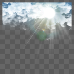 云朵太阳光黄色和绿色光晕光效图片