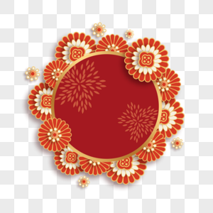 红色春节庆祝节日花朵边框图片