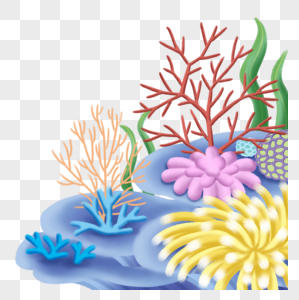 珊瑚礁海洋动物简单卡通图片