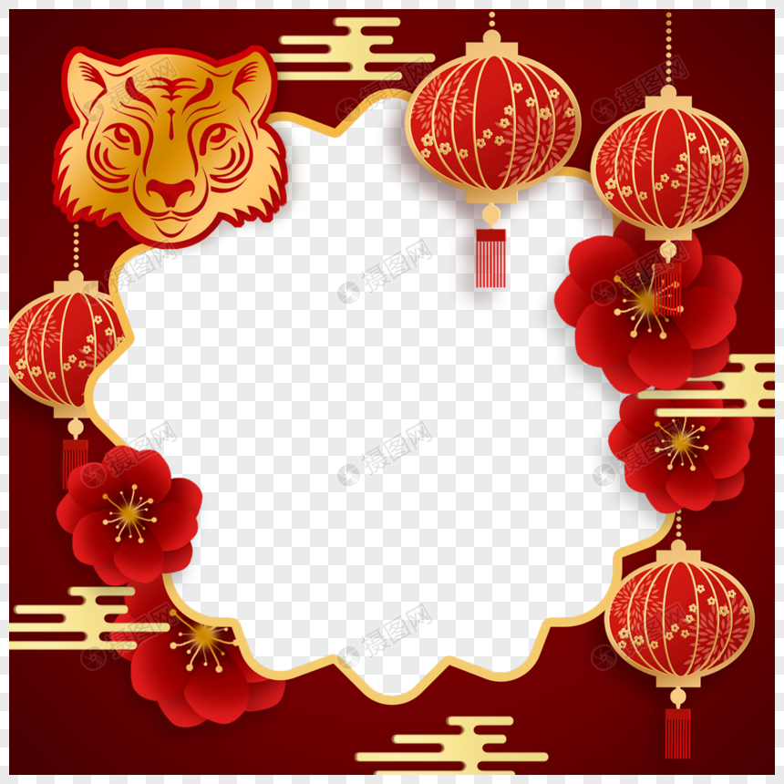 虎年新年春节红色装饰twibbon边框图片